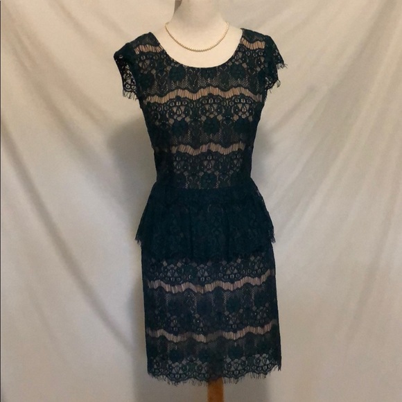 Anthropologie Maeve Elsa green peplum lace dress size xsmall - Picture 2 of 8